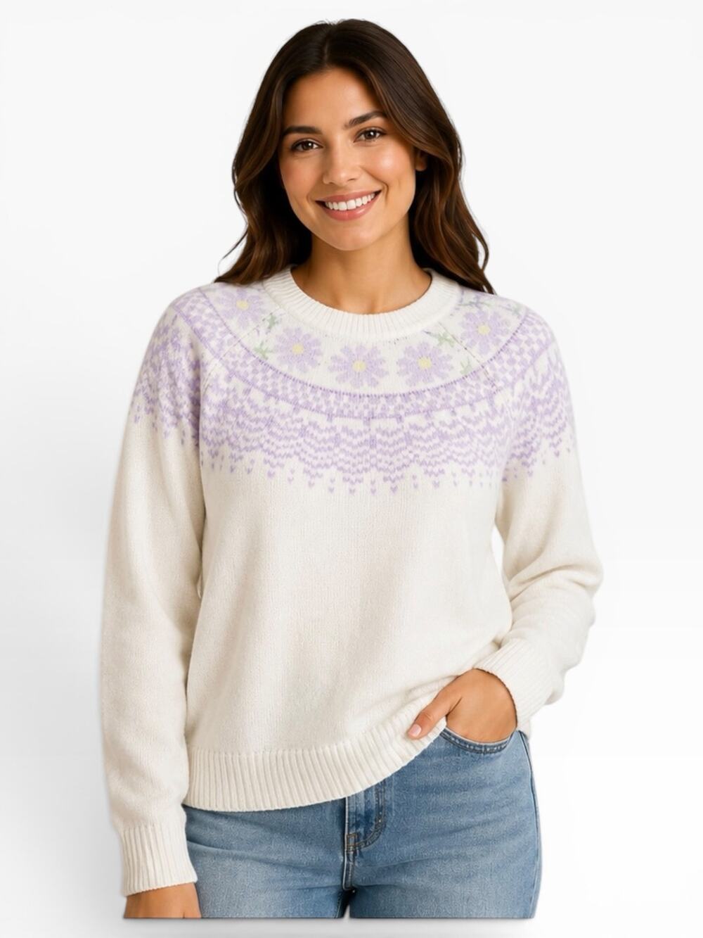 Feeling Festive Fair Isle Crew Neck Sweater Women’s L NWT